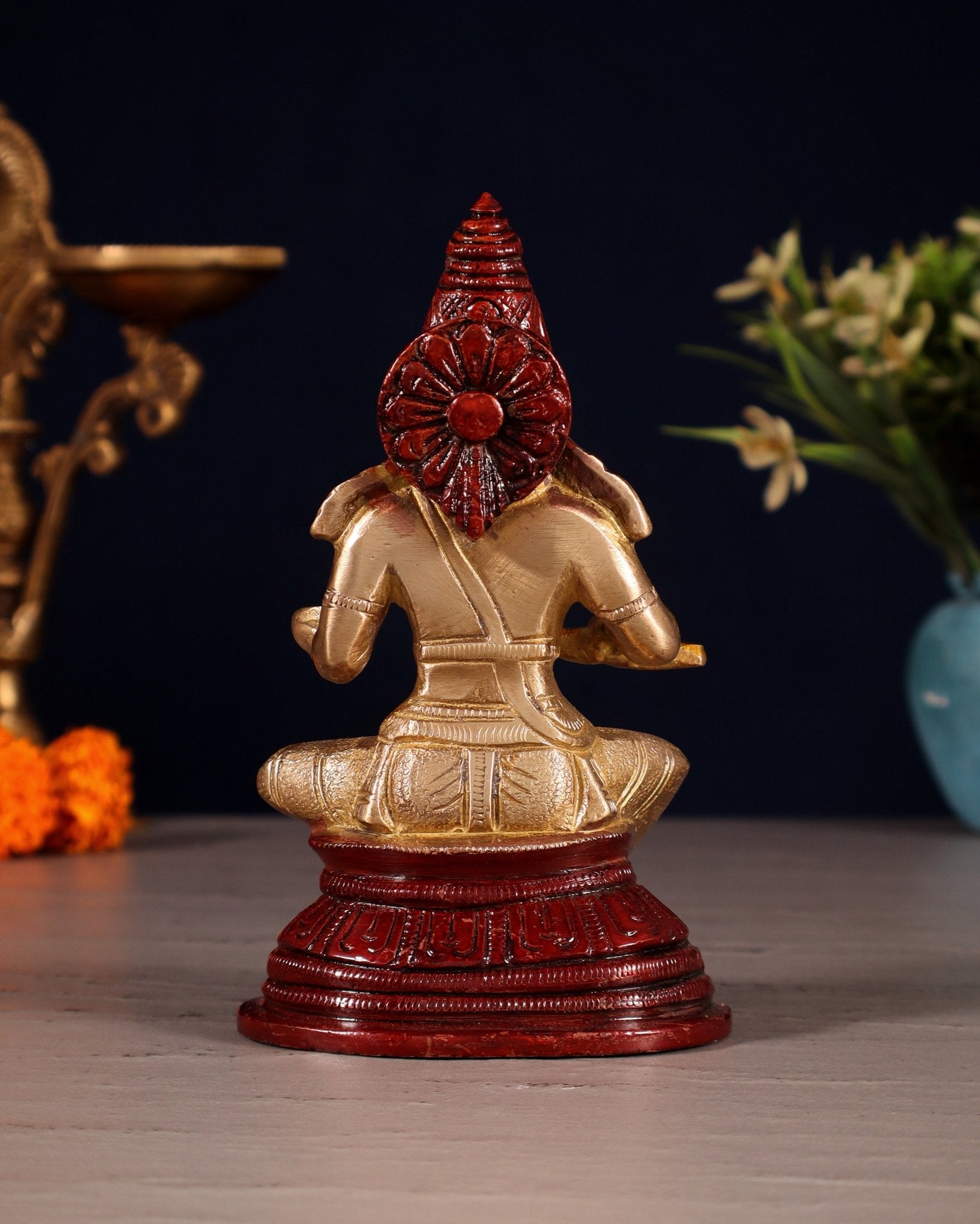 Pure Brass Goddess Annapurna Devi Idol – New tone 5" - Budhshiv.com