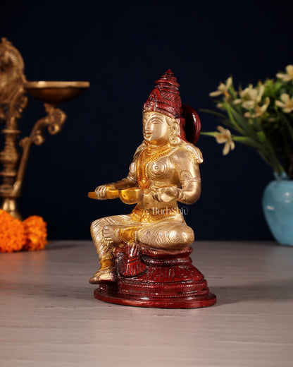 Pure Brass Goddess Annapurna Devi Idol – New tone 5" - Budhshiv.com