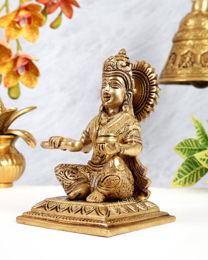 Pure Brass Goddess Annapurna – Idol of Nourishment & Abundance 5.5 inch - Budhshiv.com