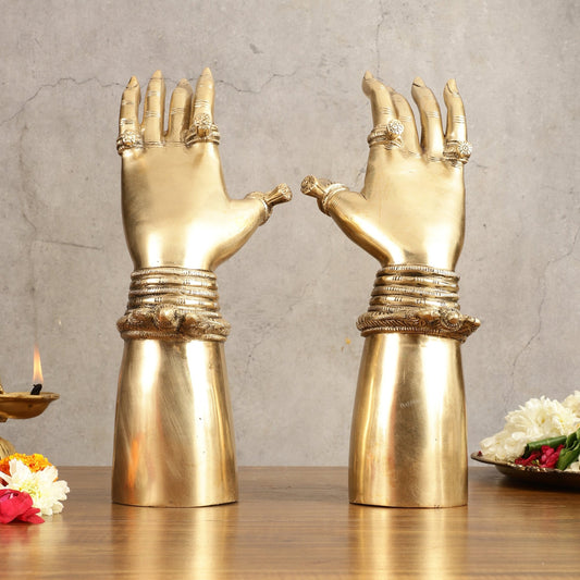 Pure Brass Goddess Arms Hands Pair - 12" Height - Budhshiv.com