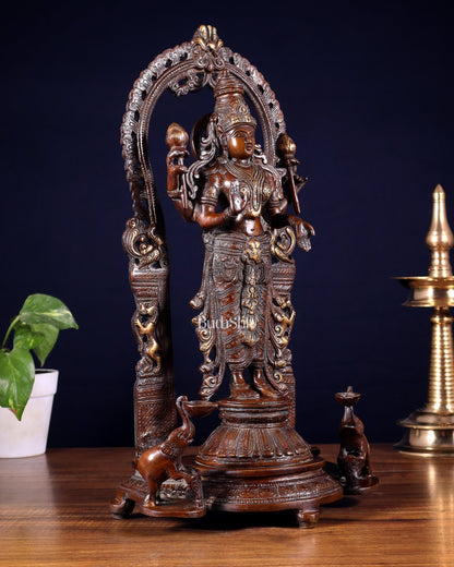 Pure Brass Goddess gaja Lakshmi Statue with Elephants 16" - Budhshiv.com