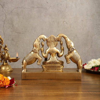 Pure Brass Goddess Gajalakshmi Idol - 7 Inches - Budhshiv.com