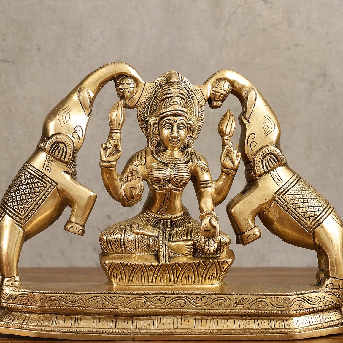 Pure Brass Goddess Gajalakshmi Idol - 7 Inches - Budhshiv.com