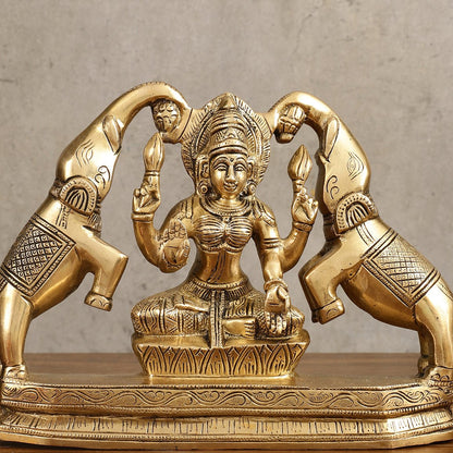 Pure Brass Goddess Gajalakshmi Idol - 7 Inches - Budhshiv.com