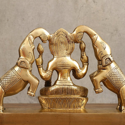 Pure Brass Goddess Gajalakshmi Idol - 7 Inches - Budhshiv.com