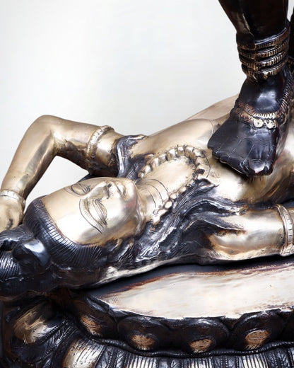 Pure Brass Goddess Kali Dashabhuja (10 Arms) Statue – 43" Black Edition | 64 kg - Budhshiv.com