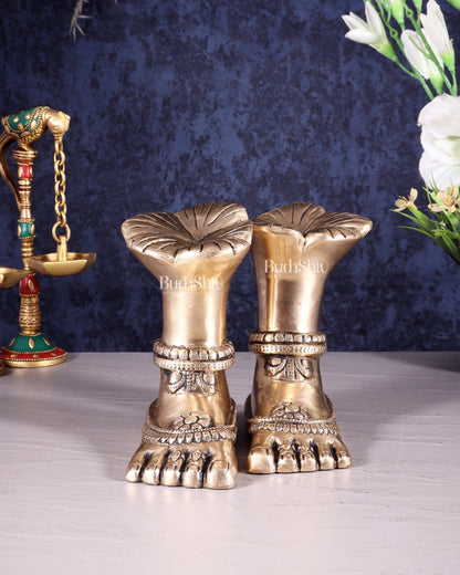 Pure Brass Goddess Lakshmi Charan (Holy Feet) Idol - Budhshiv.com