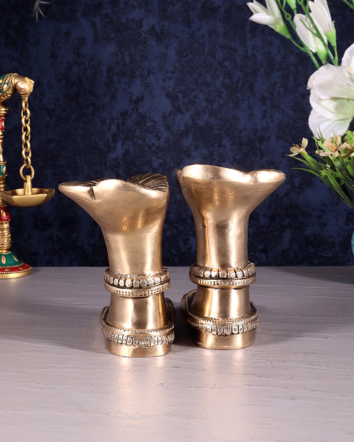 Pure Brass Goddess Lakshmi Charan (Holy Feet) Idol - Budhshiv.com