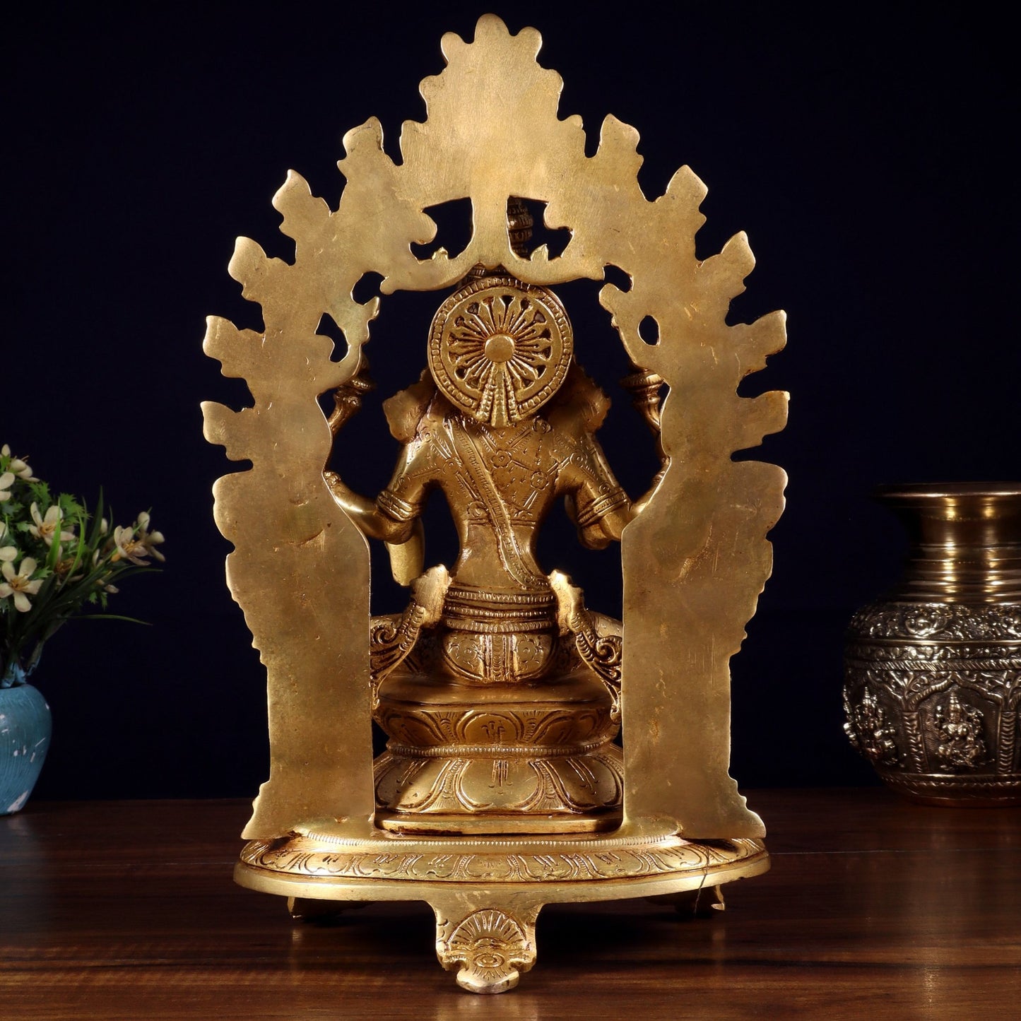 Pure Brass Goddess Lakshmi Idol with Prabhavali | 12 Inch - Budhshiv.com