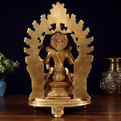 Pure Brass Goddess Lakshmi Idol with Prabhavali | 12 Inch - Budhshiv.com