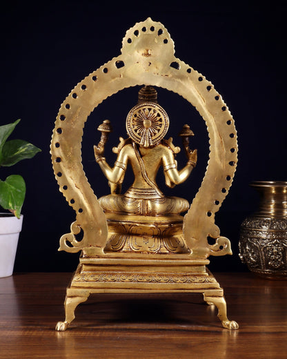 Pure Brass Goddess Lakshmi Idol with Prabhavali | 13 Inch - Budhshiv.com