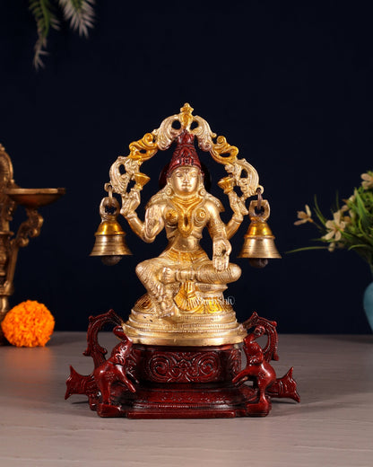 Pure Brass Goddess Lakshmi Idol with Prabhavali 8.2" - Budhshiv.com