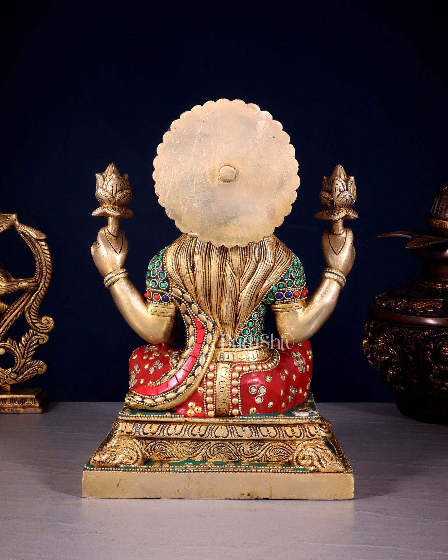 Pure Brass Goddess Lakshmi Statue 12 Inch multicolour - Budhshiv.com