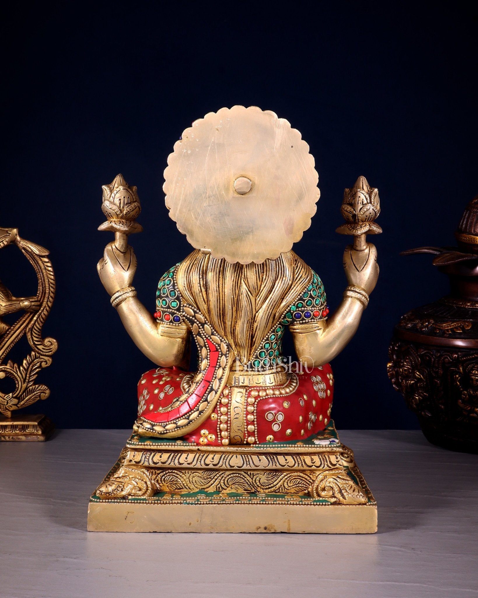 Pure Brass Goddess Lakshmi Statue 12 Inch multicolour - Budhshiv.com