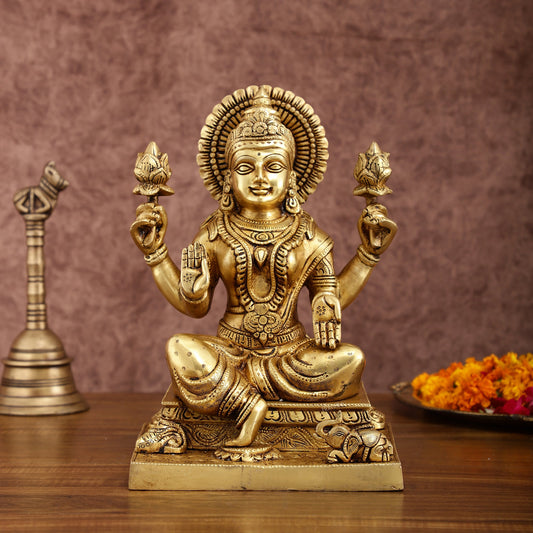 Pure Brass Goddess Lakshmi Statue 12 Inches | Symbol of Prosperity - Budhshiv.com