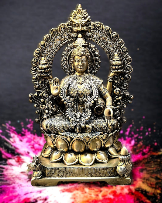 Pure Brass Goddess Lakshmi Statue - 18" - Budhshiv.com
