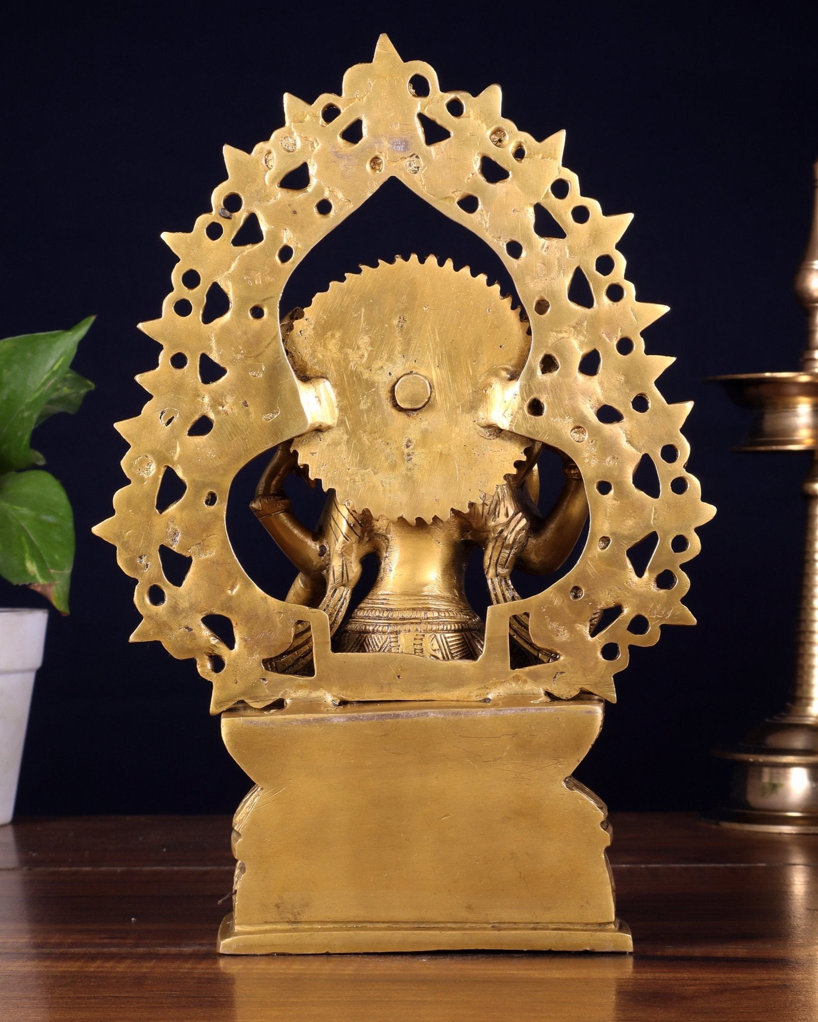 Pure Brass Goddess Lakshmi Statue with Prabhavali – 10.5 Inch - Budhshiv.com