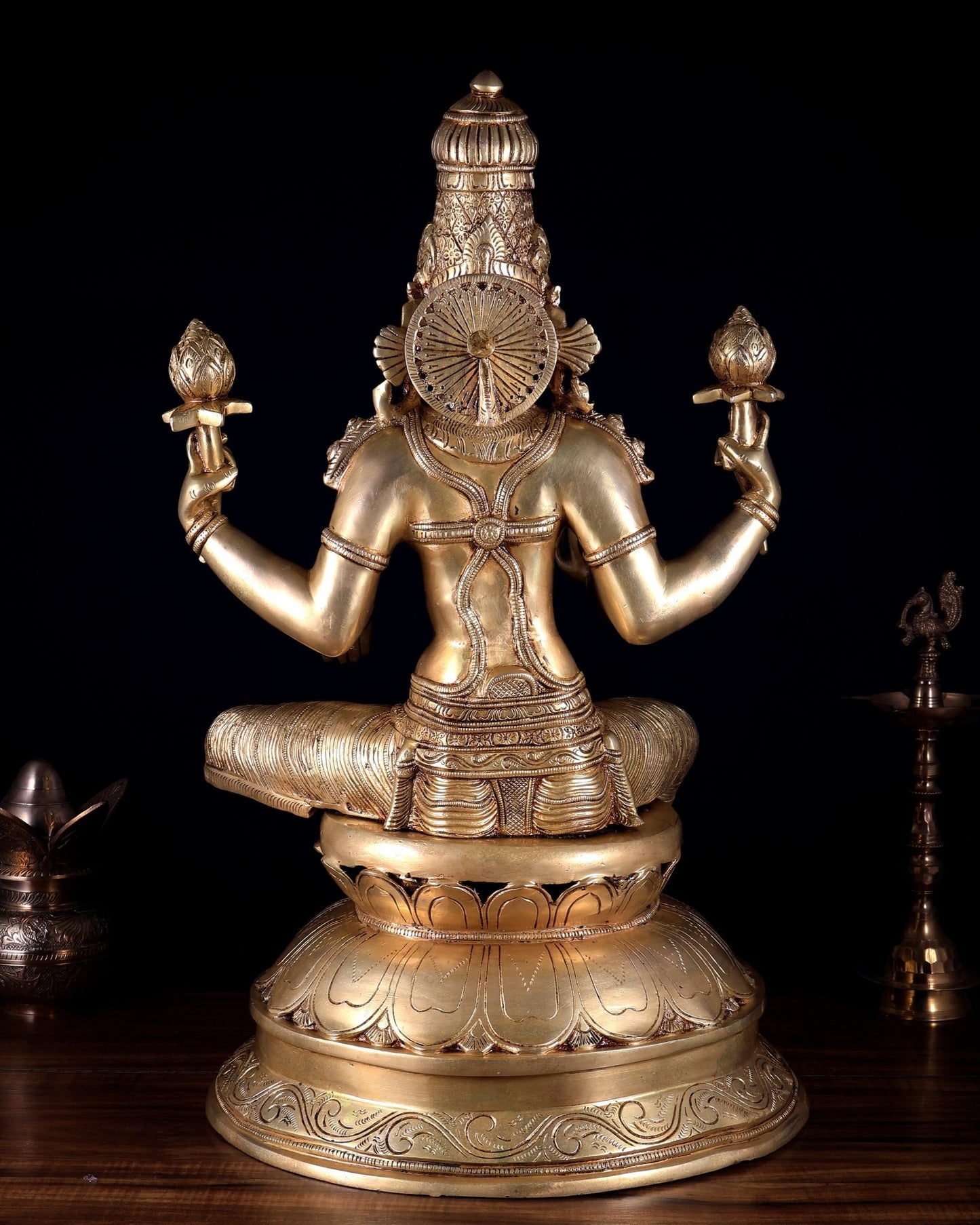 Pure Brass Goddess Lakshmi Superfine large Statue 24" - Budhshiv.com