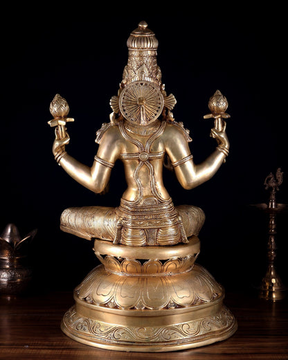 Pure Brass Goddess Lakshmi Superfine large Statue 24" - Budhshiv.com