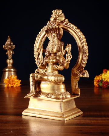 Pure Brass Goddess Mariamman Idol 6.75" - Budhshiv.com