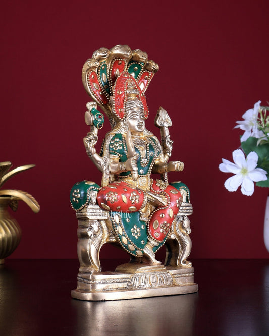 Pure Brass Goddess Mariamman Idol 7.5 inch meenakari - Budhshiv.com