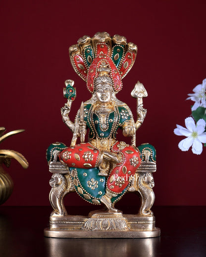 Pure Brass Goddess Mariamman Idol 7.5 inch meenakari - Budhshiv.com