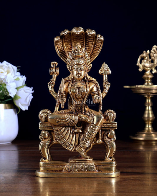 Pure Brass Goddess Mariamman Idol 7.5 inch - Budhshiv.com