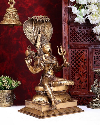 Pure Brass Goddess Mariamman Statue 19 inch - Budhshiv.com