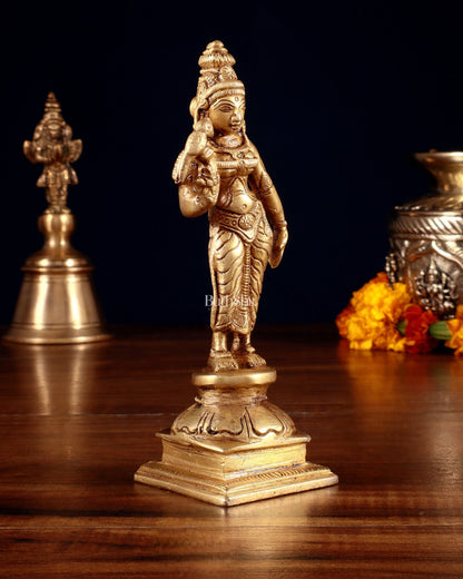 Pure Brass Goddess Meenakshi Idol 6" - Budhshiv.com