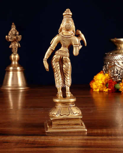 Pure Brass Goddess Meenakshi Idol 6" - Budhshiv.com