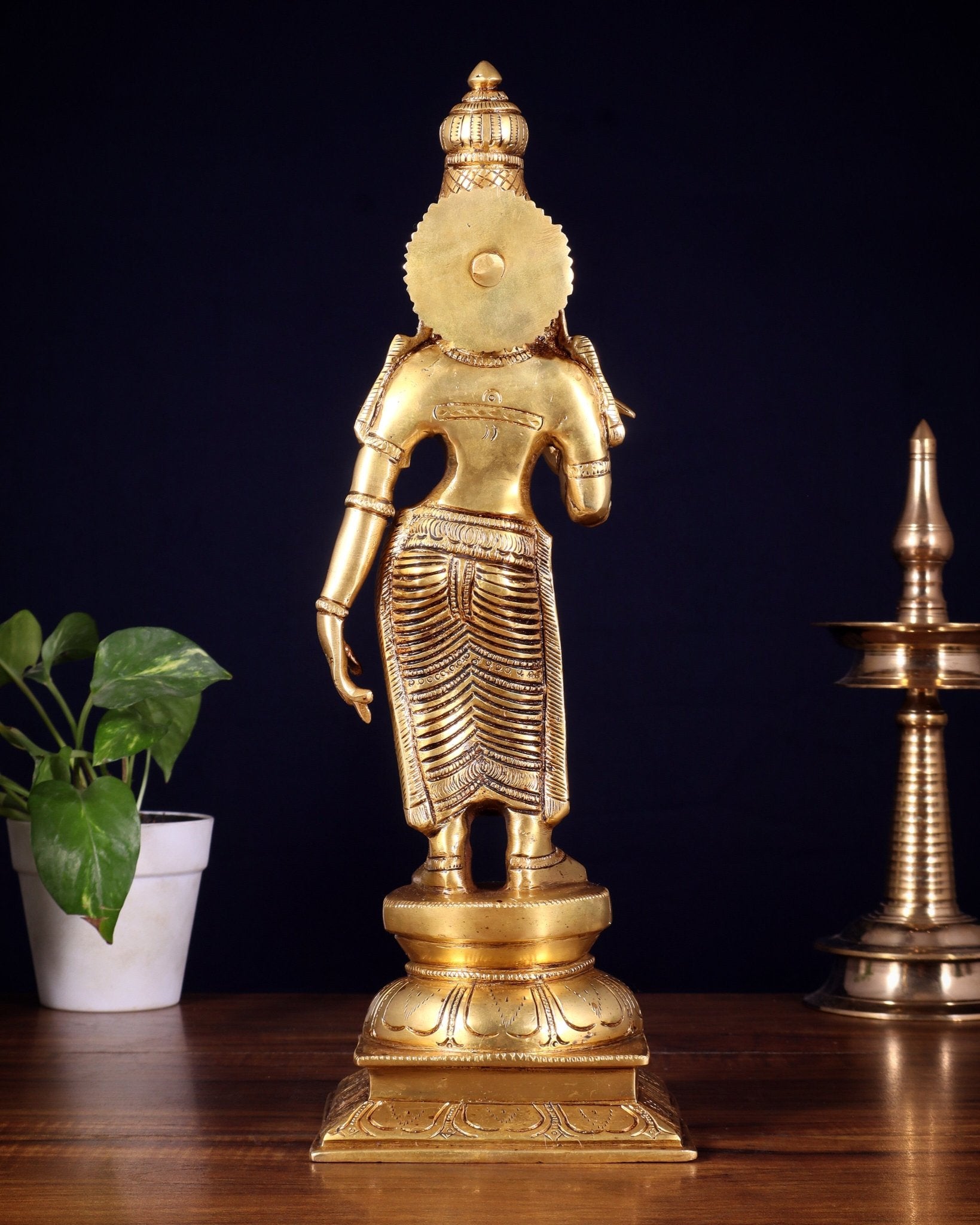 Pure Brass Goddess Meenakshi Statue – 15 Inch | Handcrafted Idol - Budhshiv.com