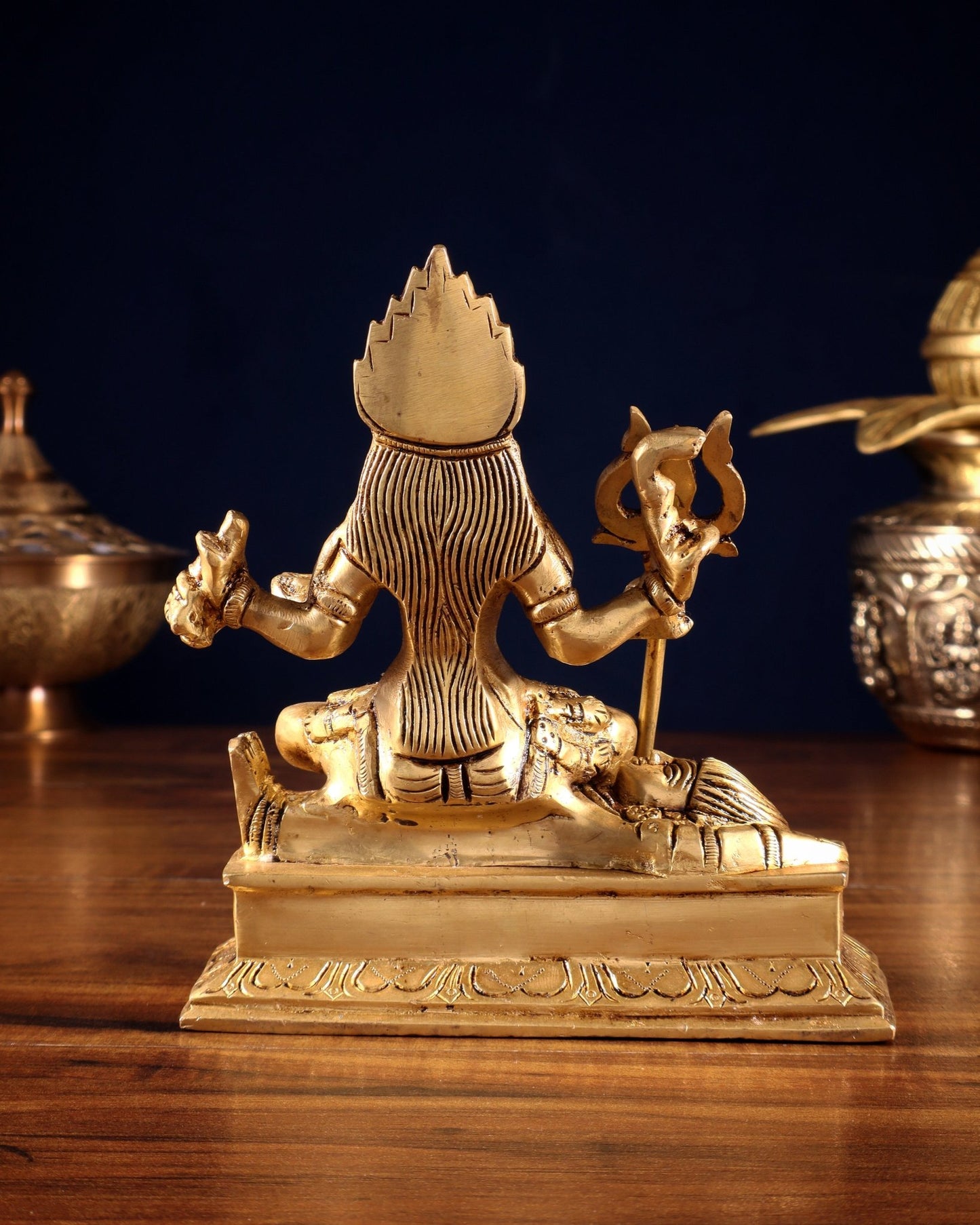 Pure Brass Goddess Samshana Kali Sitting Statue 6" - Budhshiv.com