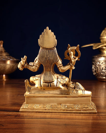 Pure Brass Goddess Samshana Kali Sitting Statue 6" - Budhshiv.com
