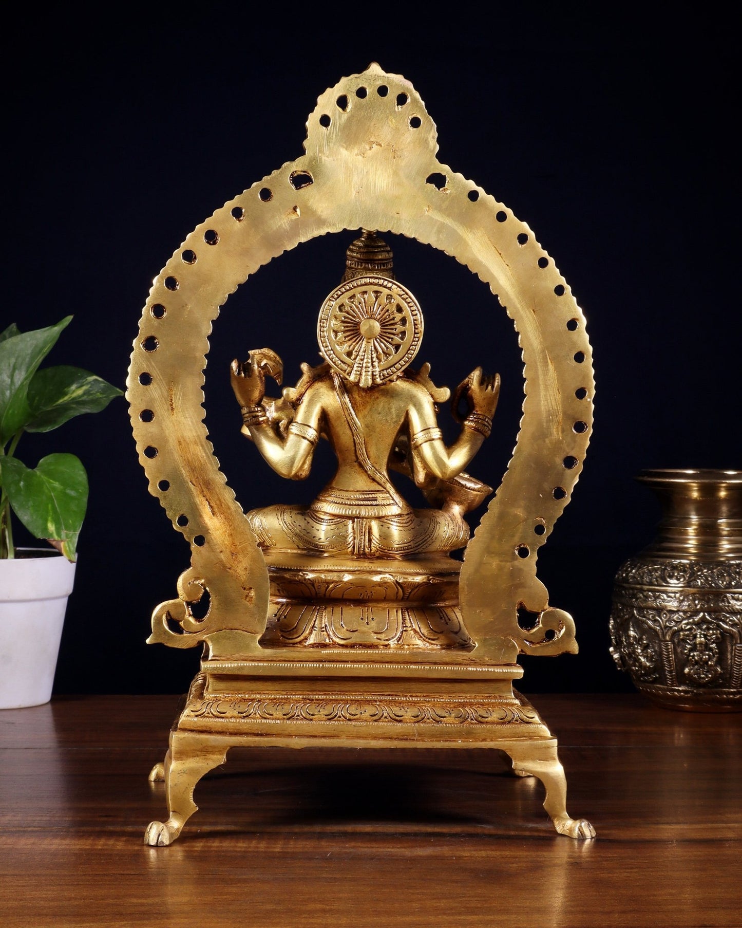 Pure Brass Goddess Saraswati Idol with Prabhavali | 13 Inch - Budhshiv.com
