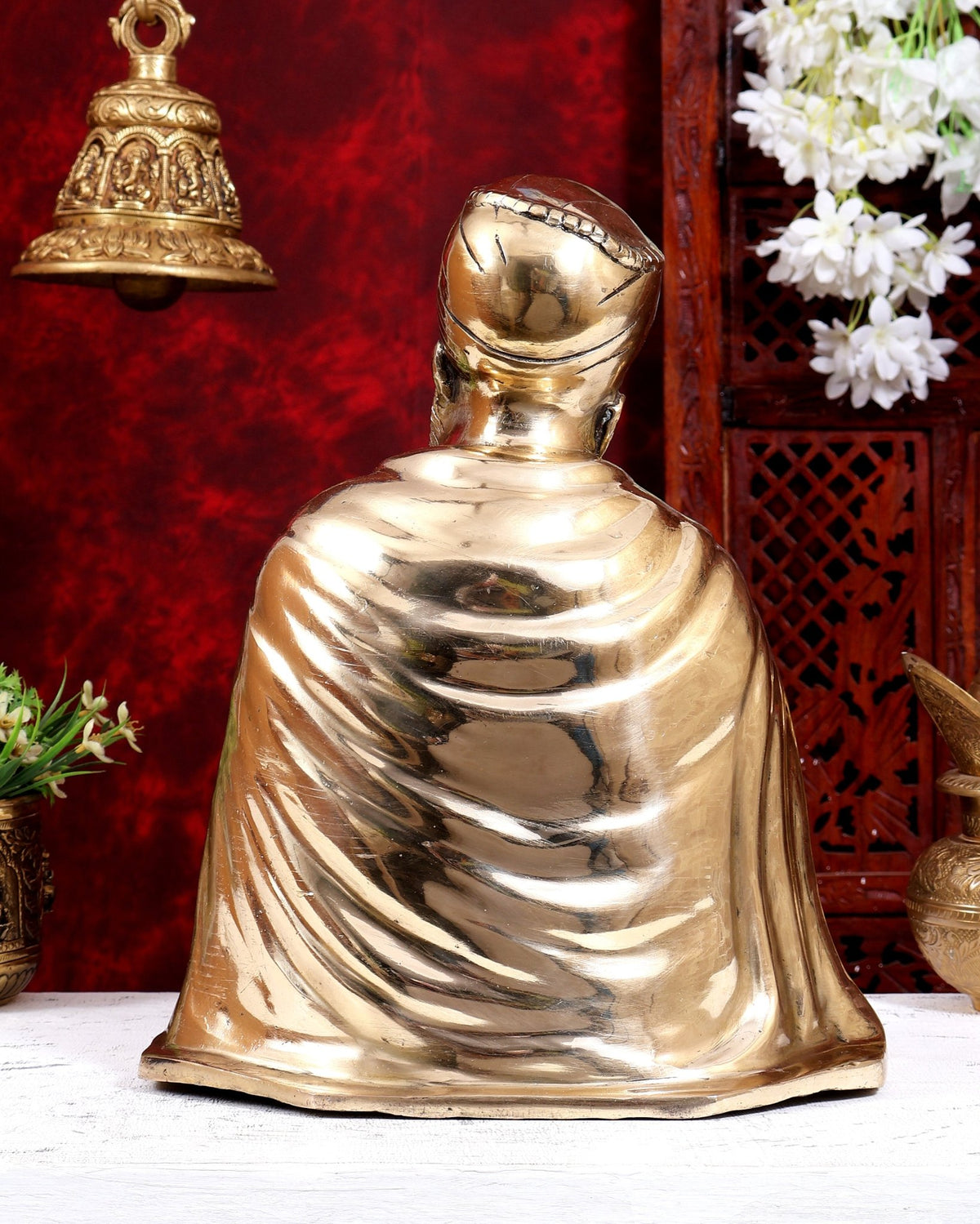 Pure Brass Guru Nanak Dev Ji Intricate Statue – Handcrafted, 13.5 inch glossy - Budhshiv.com