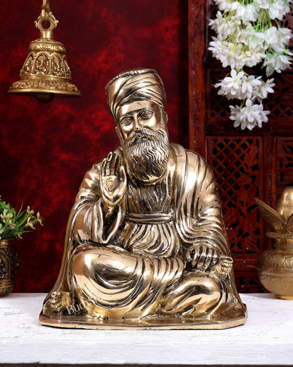 Pure Brass Guru Nanak Dev Ji Intricate Statue – Handcrafted, 13.5 inch glossy - Budhshiv.com