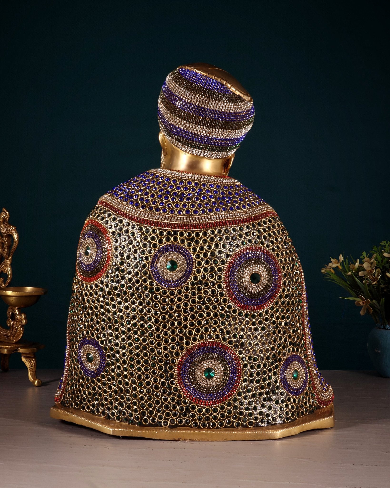 Pure Brass Guru Nanak Dev Ji Intricate Statue – Jeweled up, 13.5" - Budhshiv.com