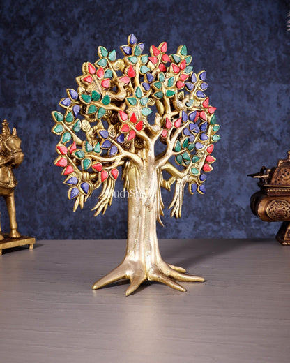 Pure Brass Handcrafted Kalpavriksha Tree – Table Decor 11" - Budhshiv.com