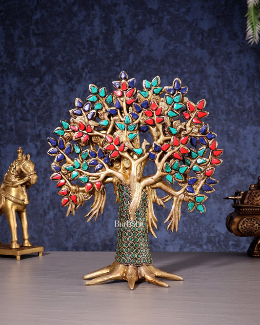 Pure Brass Handcrafted Kalpavriksha Tree – Table Decor 11" - Budhshiv.com
