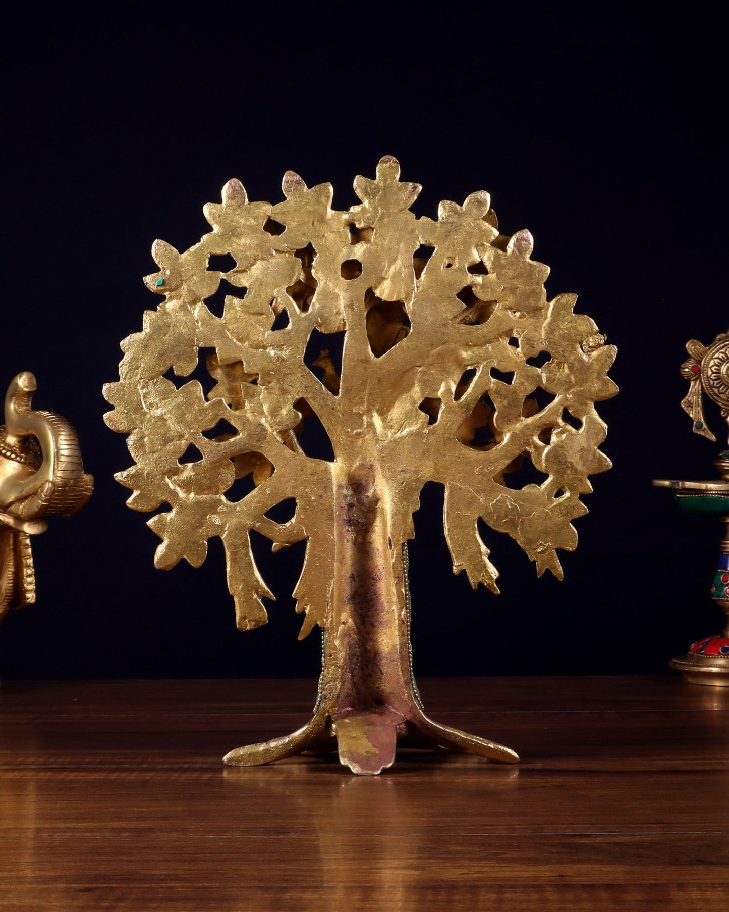 Pure Brass Handcrafted Kalpavriksha Tree – Table Decor 11" - Budhshiv.com