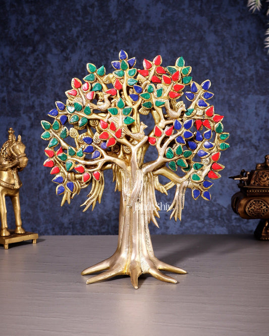 Pure Brass Handcrafted Kalpavriksha Tree – Table Decor 11" - Budhshiv.com