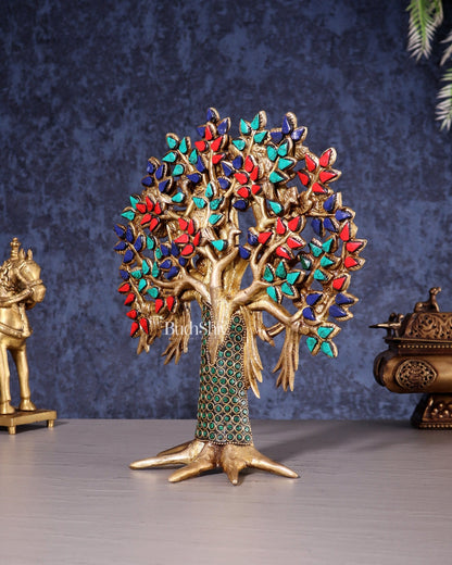 Pure Brass Handcrafted Kalpavriksha Tree – Table Decor 11" - Budhshiv.com