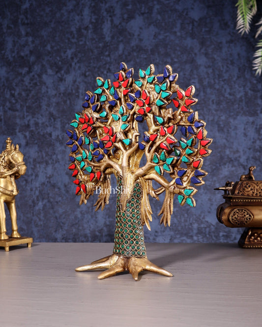 Pure Brass Handcrafted Kalpavriksha Tree – Table Decor 11" - Budhshiv.com