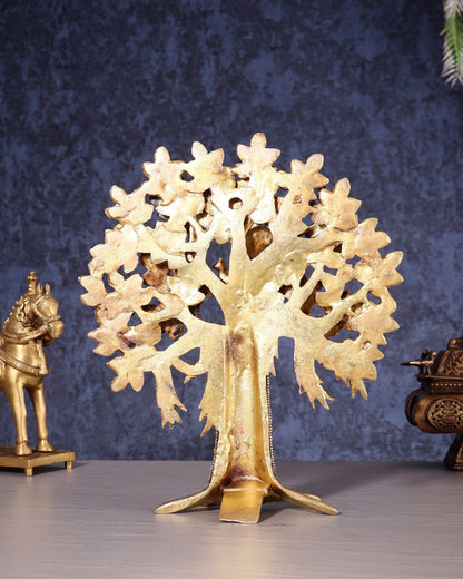 Pure Brass Handcrafted Kalpavriksha Tree – Table Decor 11" - Budhshiv.com