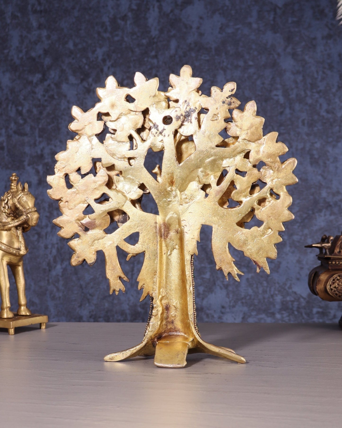 Pure Brass Handcrafted Kalpavriksha Tree – Table Decor 11" - Budhshiv.com
