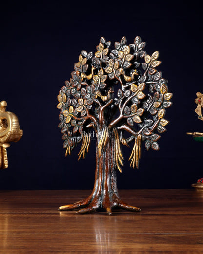 Pure Brass Handcrafted Kalpavriksha Tree - Table Standing - 11" vintage - Budhshiv.com