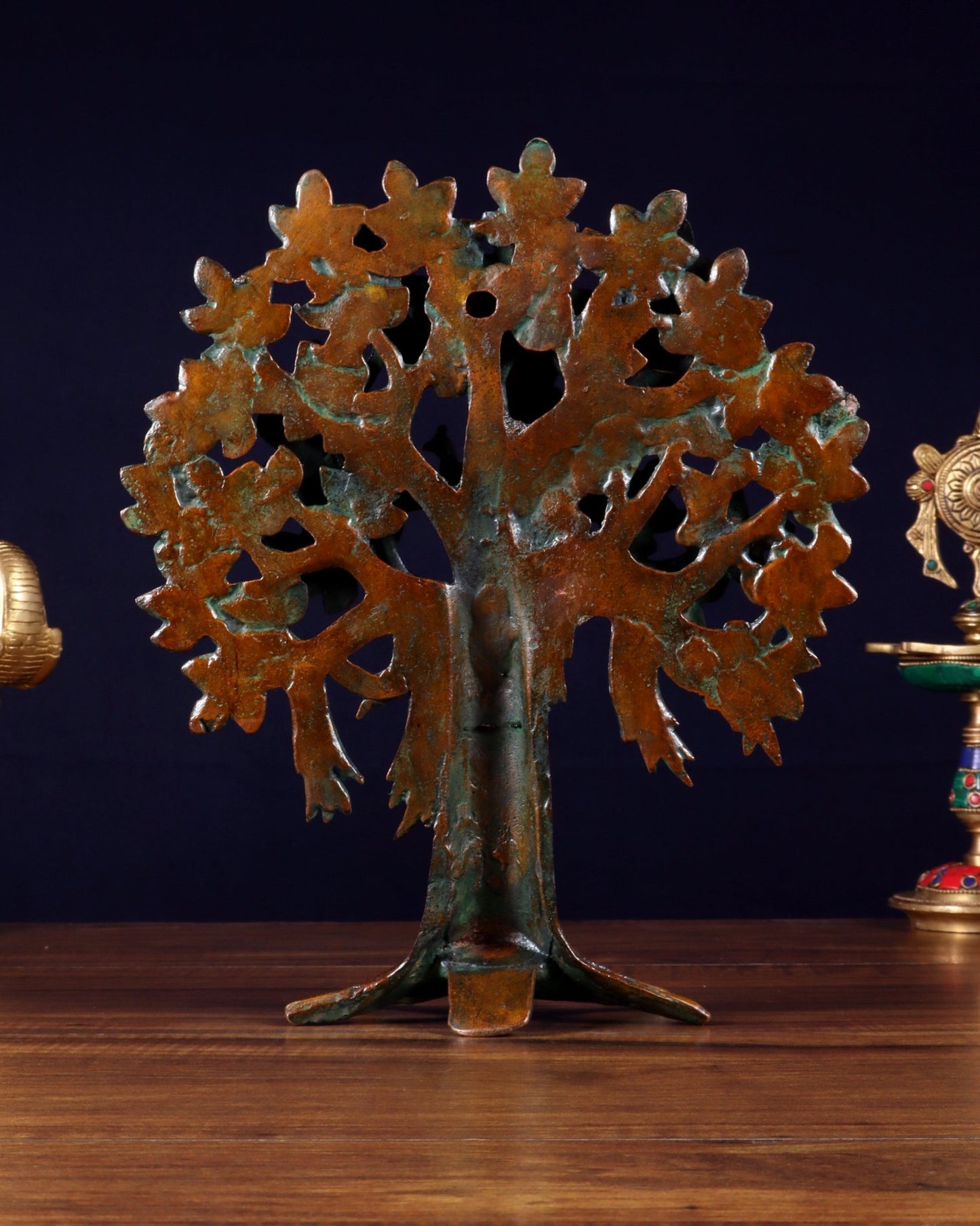 Pure Brass Handcrafted Kalpavriksha Tree - Table Standing - 11" vintage - Budhshiv.com