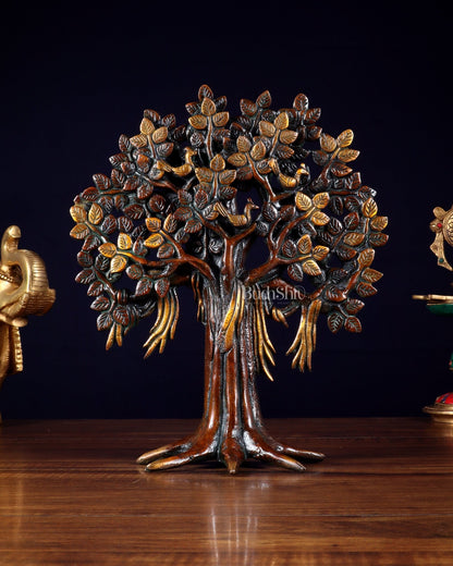Pure Brass Handcrafted Kalpavriksha Tree - Table Standing - 11" vintage - Budhshiv.com