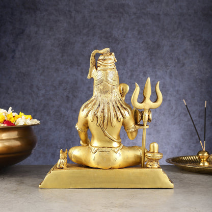 Pure Brass Handcrafted Lord Shiva Statue - 10.5" - Budhshiv.com