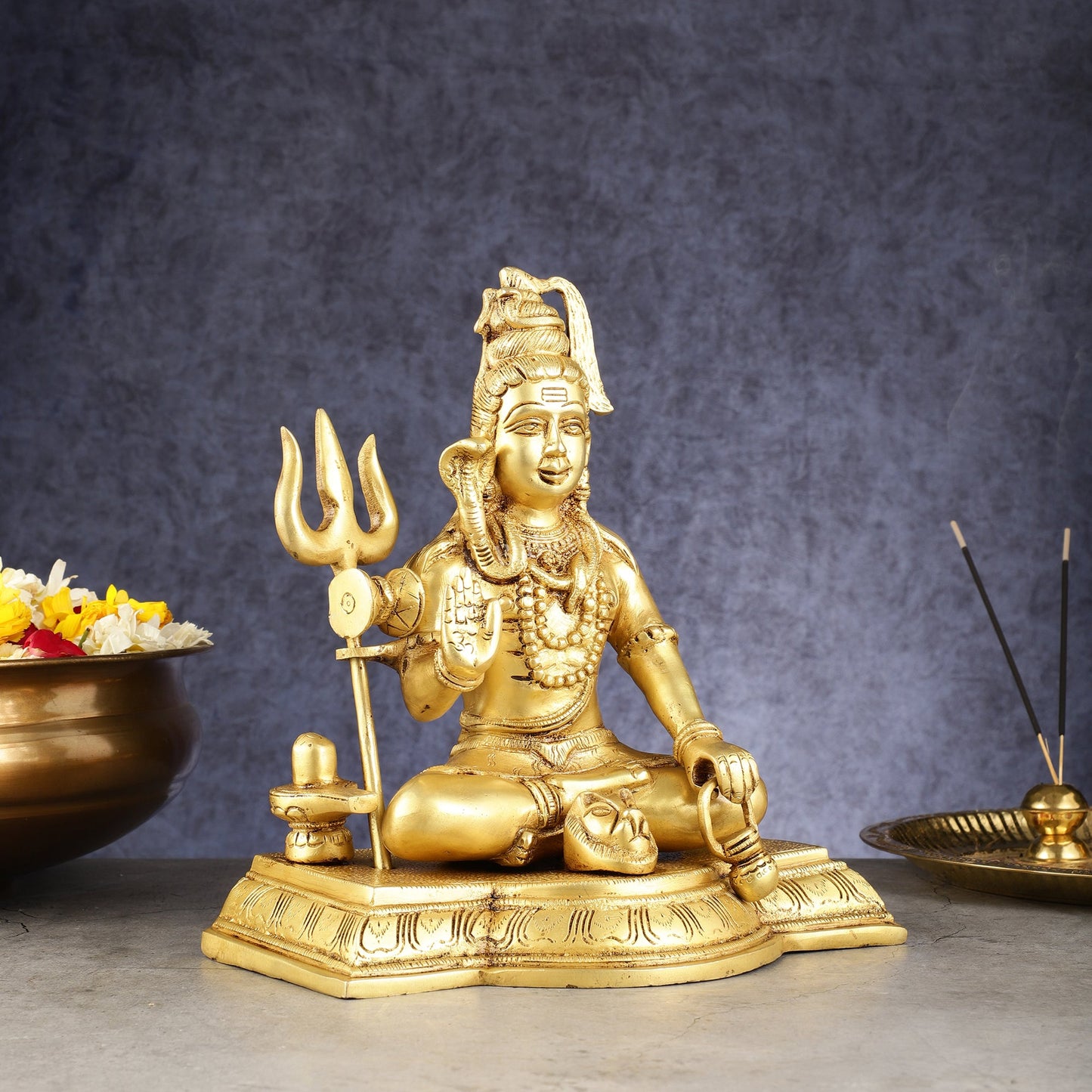 Pure Brass Handcrafted Lord Shiva Statue - 10.5" - Budhshiv.com